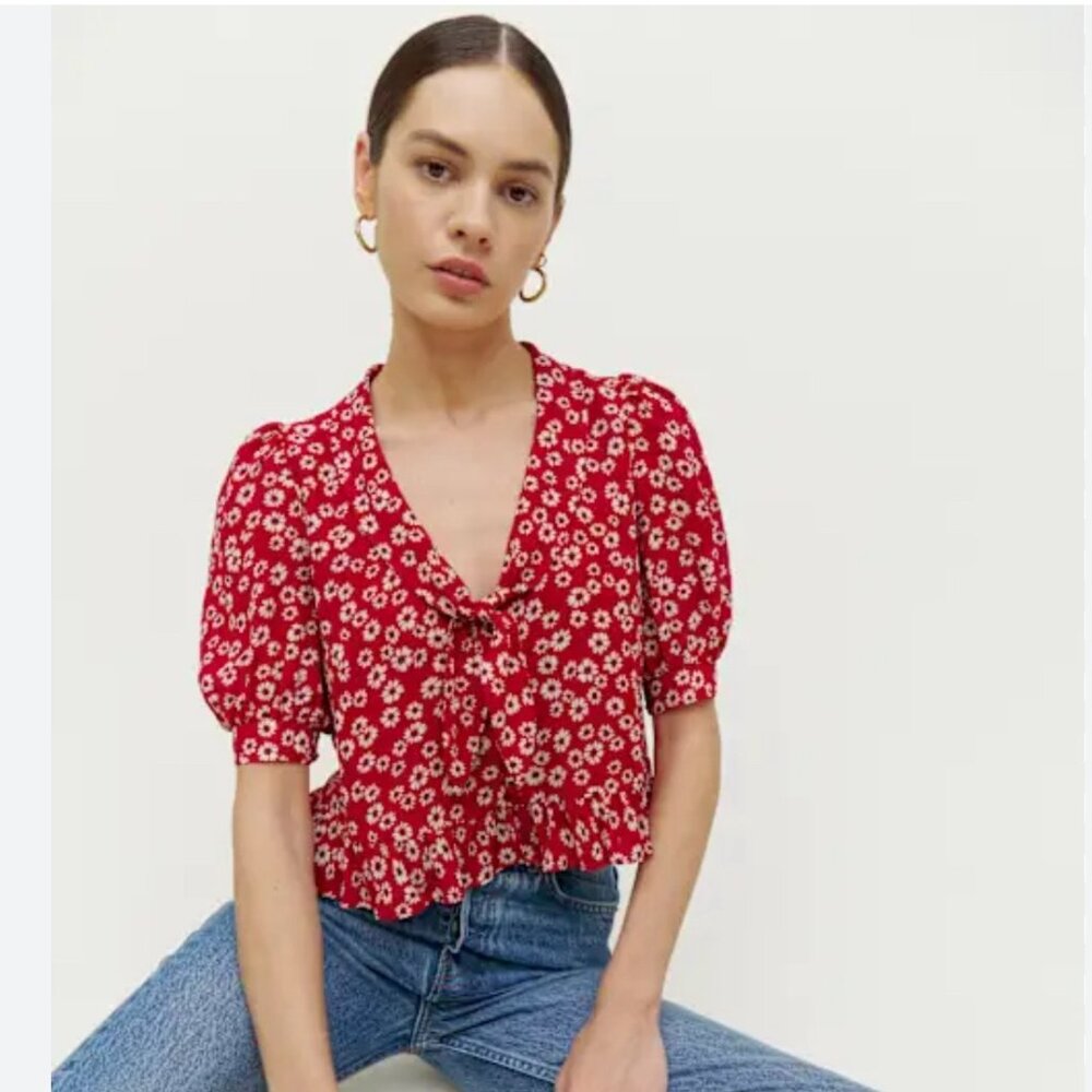 Reformation Sloane Top (NWT) Size Small 3/4 sleeve